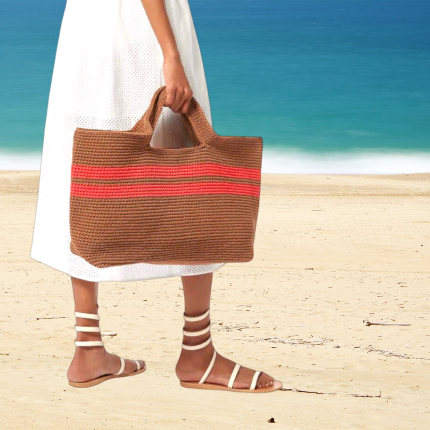 Shopping Crochet Bag "Caramel" Large ÇantalarvvCOOPERATIVESTUDIO Cooperative Studio ##color##