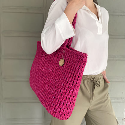 Cooperative Studio, handmade, handcrafted, knit, crochet, crochet bag, handmade ,tote, pink