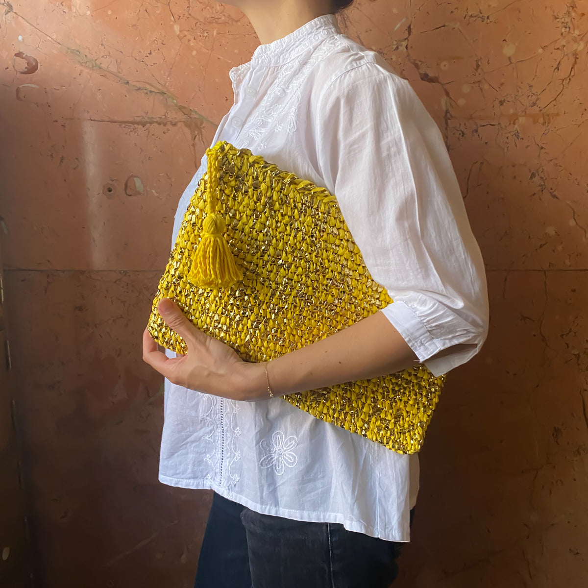 Cooperative Studio Bags — Metallic Clutch — Sarı